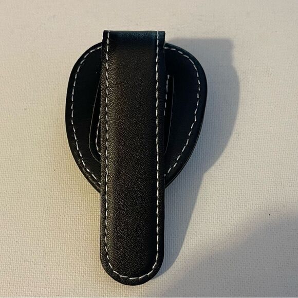 AMG Mercedes Sunglass Holder for Car with Logo Black PU Leather NWT - Picture 2 of 11